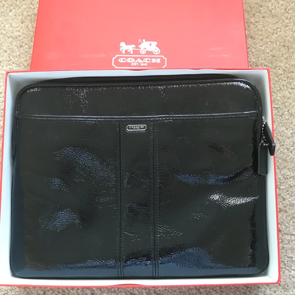 Coach iPad case with box, black patent